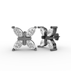 Swarovski 925 ayar siyah rodyum kaplama gümüş küpe