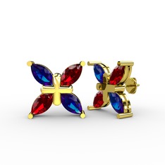 Lab safir ve garnet 8 ayar altın küpe