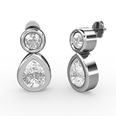 İkili Damla Küpe - Swarovski ve beyaz zirkon 925 ayar gümüş küpe #13iehi5