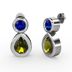 Peridot ve lab safir 925 ayar gümüş küpe