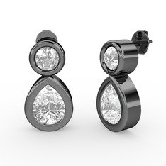 İkili Damla Küpe - Swarovski 925 ayar siyah rodyum kaplama gümüş küpe #1oqj0db