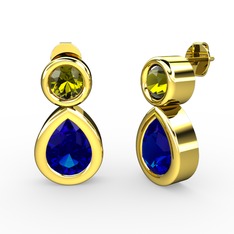 Lab safir ve peridot 18 ayar altın küpe