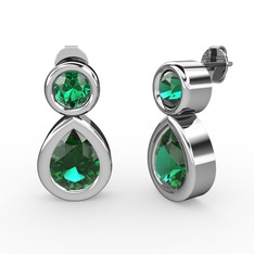 İkili Damla Küpe - Yeşil kuvars 925 ayar gümüş küpe #5y5sds