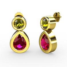 Rodolit garnet ve peridot 18 ayar altın küpe