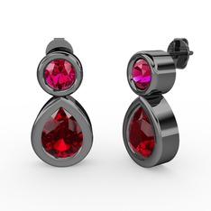 Garnet ve rodolit garnet 925 ayar siyah rodyum kaplama gümüş küpe