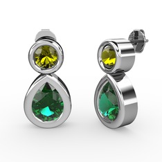 Yeşil kuvars ve peridot 925 ayar gümüş küpe