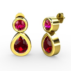 Garnet ve rodolit garnet 14 ayar altın küpe