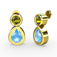 Akuamarin ve peridot 8 ayar altın küpe
