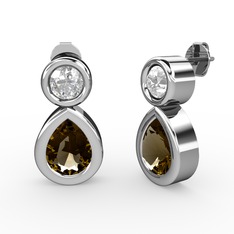 Dumanlı kuvars ve swarovski 925 ayar gümüş küpe
