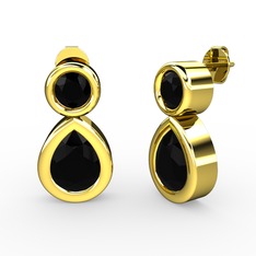 İkili Damla Küpe - Siyah zirkon 925 ayar altın kaplama gümüş küpe #uc6ixc