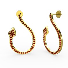 Yılan Küpe - Garnet 18 ayar altın küpe #164uvgj