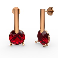 Garnet 8 ayar rose altın küpe