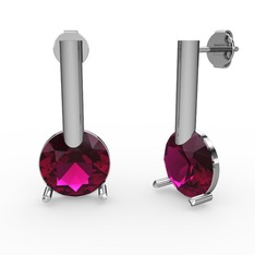 Rodolit garnet 18 ayar beyaz altın küpe