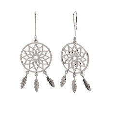 Dreamcatcher Küpe - 18 ayar beyaz altın küpe #m9mg31