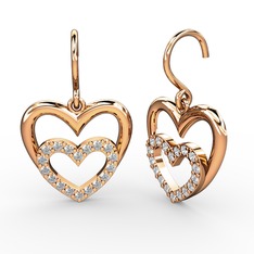 Kalpli Küpe - Beyaz zirkon 14 ayar rose altın küpe #1dk6hw0