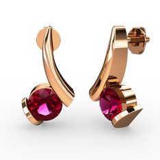 Rodolit garnet 14 ayar rose altın küpe