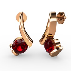 Modern Tektaş Küpe - Garnet 14 ayar rose altın küpe #42qsxb