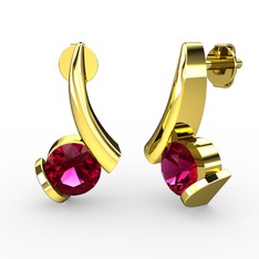 Rodolit garnet 925 ayar altın kaplama gümüş küpe