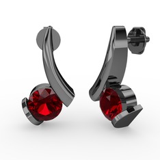 Garnet 925 ayar siyah rodyum kaplama gümüş küpe