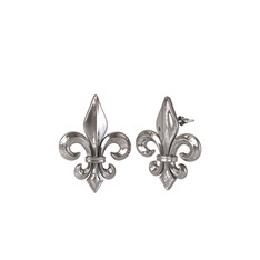 Fleur de Lis Küpe - 8 ayar beyaz altın küpe #j2z2j7