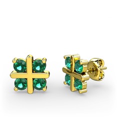 Dört Taşlı Küpe - Yeşil kuvars 18 ayar altın küpe #12jf8d2