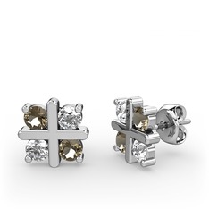 Dumanlı kuvars ve swarovski 925 ayar gümüş küpe