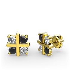 Swarovski ve siyah zirkon 925 ayar altın kaplama gümüş küpe