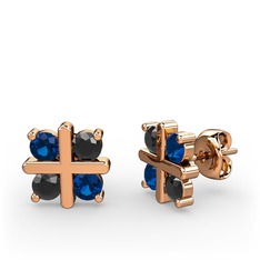 Dört Taşlı Küpe - Lab safir ve siyah zirkon 8 ayar rose altın küpe #1w1p4om