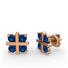 Dört Taşlı Küpe - Lab safir 14 ayar rose altın küpe #57m6xe