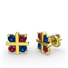 Lab safir ve garnet 14 ayar altın küpe
