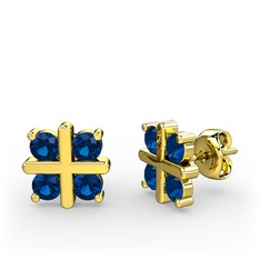 Lab safir 18 ayar altın küpe