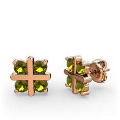 Dört Taşlı Küpe - Peridot 18 ayar rose altın küpe #vbzaqn