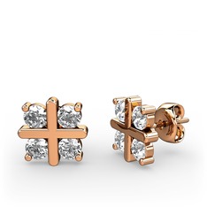 Dört Taşlı Küpe - Pırlanta ve swarovski 925 ayar rose altın kaplama gümüş küpe (0.96 karat) #yiokgv