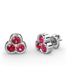 Rodolit garnet ve garnet 8 ayar beyaz altın küpe