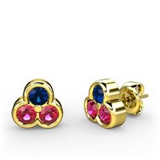 Lab safir ve rodolit garnet 14 ayar altın küpe