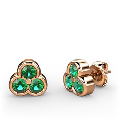 Mini Tria Küpe - Yeşil kuvars 14 ayar rose altın küpe #46ofn4