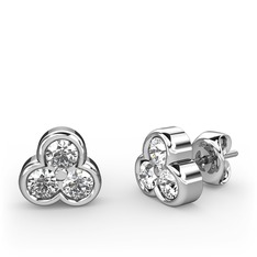 Mini Tria Küpe - Swarovski ve pırlanta 14 ayar beyaz altın küpe (0.22 karat) #hv9fm0