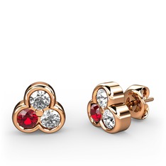 Mini Tria Küpe - Beyaz zirkon, garnet ve swarovski 14 ayar rose altın küpe #klvwx3