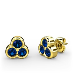 Mini Tria Küpe - Lab safir 8 ayar altın küpe #lh6xlp