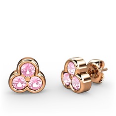 Mini Tria Küpe - Pembe kuvars 14 ayar rose altın küpe #v9aubg