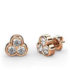 Pırlanta ve swarovski 14 ayar rose altın küpe (0.44 karat)