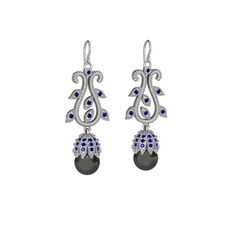 Şah İnci Küpe - Siyah inci ve lab safir 925 ayar gümüş küpe #1jtlxnj