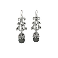 Şah İnci Küpe - Siyah inci ve siyah zirkon 8 ayar beyaz altın küpe #1yt788t