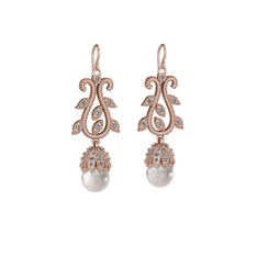 Şah İnci Küpe - Inci ve pırlanta 14 ayar rose altın küpe (1.02 karat) #jagp8h