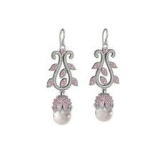 Şah İnci Küpe - Inci ve pembe kuvars 925 ayar gümüş küpe #w2ycst