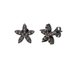 Yasemin Çiçeği Küpe - Dumanlı kuvars 925 ayar siyah rodyum kaplama gümüş küpe #1e4ldjq