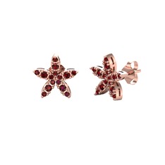 Yasemin Çiçeği Küpe - Garnet 8 ayar rose altın küpe #1ga1hc4