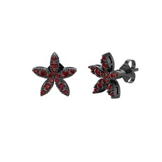 Yasemin Çiçeği Küpe - Garnet 925 ayar siyah rodyum kaplama gümüş küpe #1i2e0mx