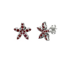 Yasemin Çiçeği Küpe - Garnet 925 ayar gümüş küpe #1iuvr1c