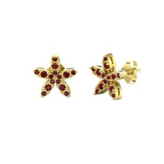 Garnet 14 ayar altın küpe